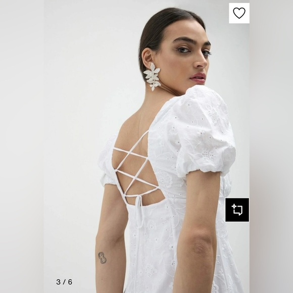 White Midi Dress 100% cotton size Large - Picture 3 of 13